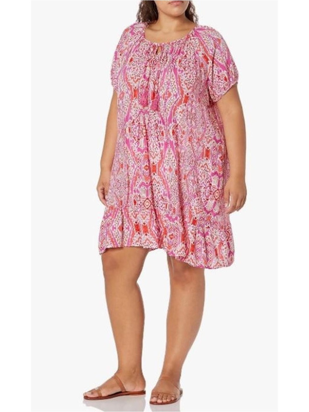 Avenue Avalon Crush Tunic in Pink Ikat - Size 3X 26/28
